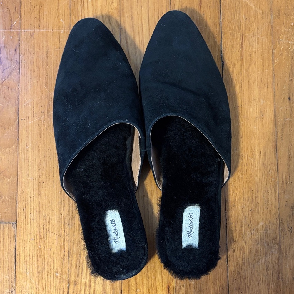 Madewell Elegant Black Suede Mules